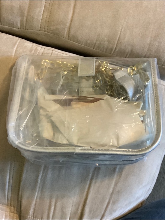 Handbags - Clear PVC Crossbody Bag with Gold Chain